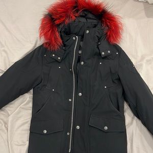 Mooseknuckle red fur hooded jacket Women’s